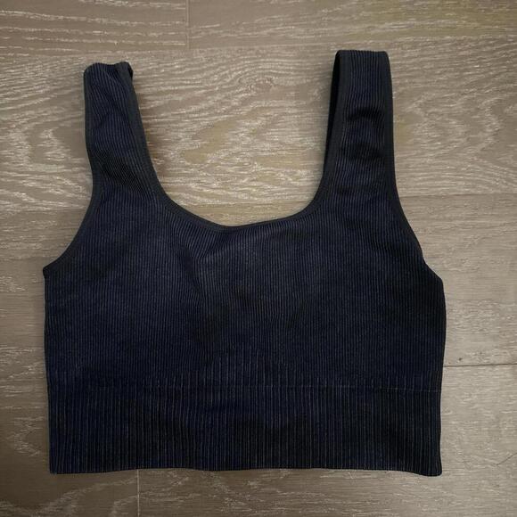 acid wash ribbed longline sports bra - Picture 1 of 2